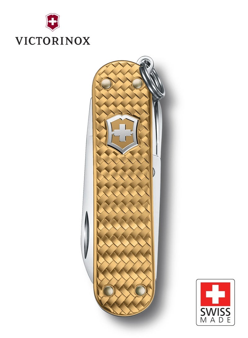 Victorinox Classic SD Precious Alox Brass Gold 0.6221.408G | Sleek Swiss Army Knife with Luxurious Alox Design | Multi-Functional Tool for Everyday Carry and Outdoor Adventures - Image 5