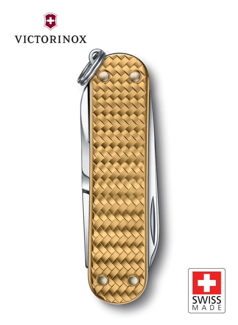 Victorinox Classic SD Precious Alox Brass Gold 0.6221.408G | Sleek Swiss Army Knife with Luxurious Alox Design | Multi-Functional Tool for Everyday Carry and Outdoor Adventures - Image 4