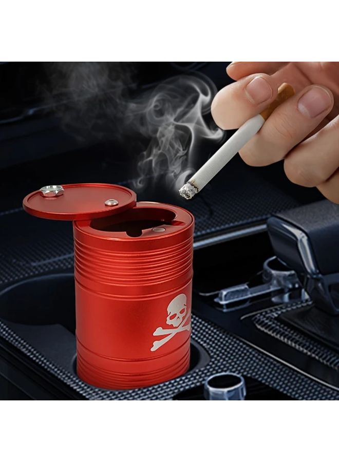 Black Flip Top Car Ashtray Skull Pattern Portable Mini Ashtray With Lid - Image 1