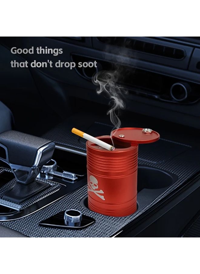 Black Flip Top Car Ashtray Skull Pattern Portable Mini Ashtray With Lid - Image 2