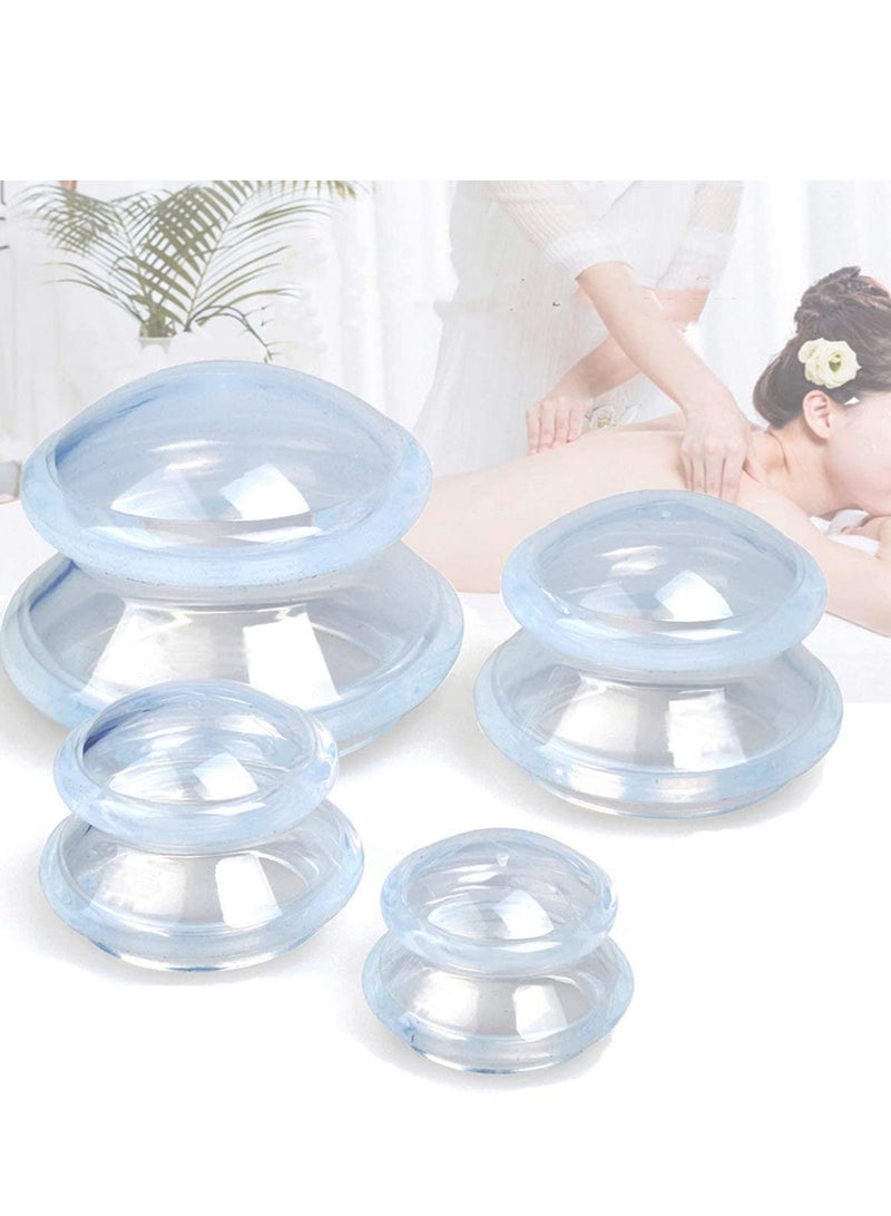 Professional Silicone Cupping Therapy Set Cups For Massage For Anti-Cellulite Facial Body Pain Relief Muscle Relaxation Joint Pain Size 4 - Image 1