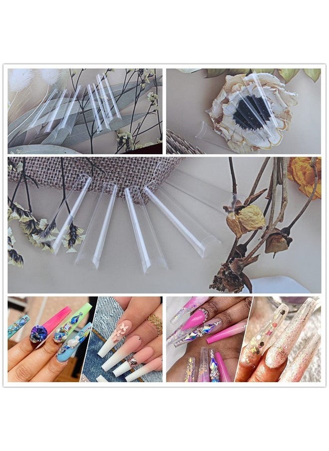 UNA GELLA Fake False Coffin Nails Tips No C Curve 216Pcs Extra Long Acrylic Nail Tips For Nail Art / Extension Home Diy Salon 12 Sizes Gelly Tips Clear Xxl  - Image 5