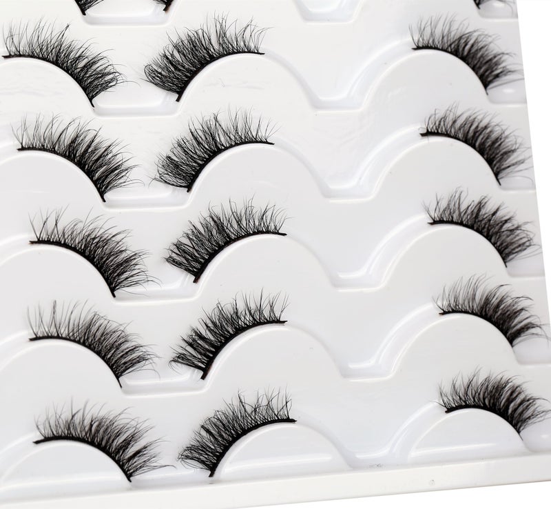 Pooplunch Fluffy Half False Eyelashes Wispy Cat Eye Look Natural Short Accent Lashes Faux Mink Fake Eyelashes 14 Pairs Pack, Black - Image 4