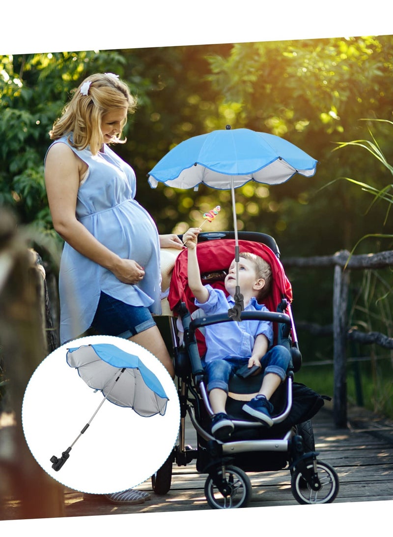 SOLARAE Newborn Stroller Umbrella, Clip-on Sunshade for Infant Pushchairs, Offers UV Protection with Durable Fabric, Large Umbrella for Strollers and Deck Chairs, Blue - Image 2