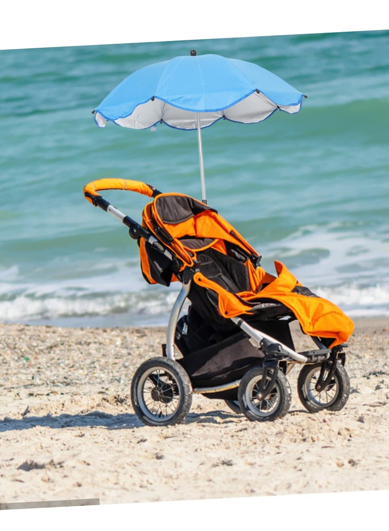 SOLARAE Newborn Stroller Umbrella, Clip-on Sunshade for Infant Pushchairs, Offers UV Protection with Durable Fabric, Large Umbrella for Strollers and Deck Chairs, Blue - Image 3