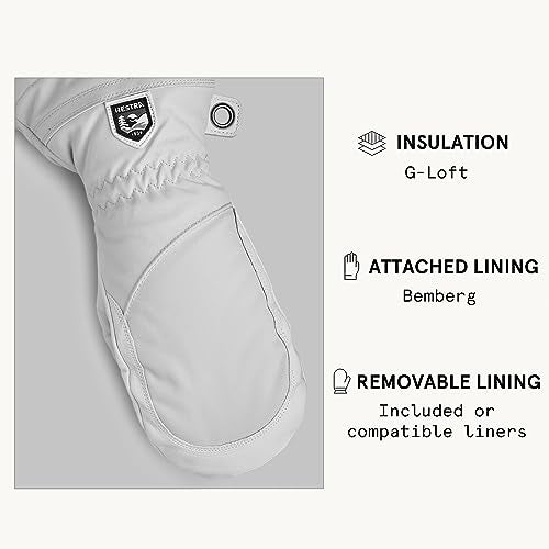 Hestra Women's Heli Ski Female Mitt, Leather Snow Mitten for Skiing, Snowboarding and Mountaineering - Misty Grey/Offwhite - 7 - Image 5