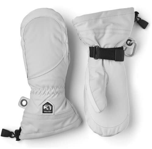 Hestra Women's Heli Ski Female Mitt, Leather Snow Mitten for Skiing, Snowboarding and Mountaineering - Misty Grey/Offwhite - 7 - Image 1