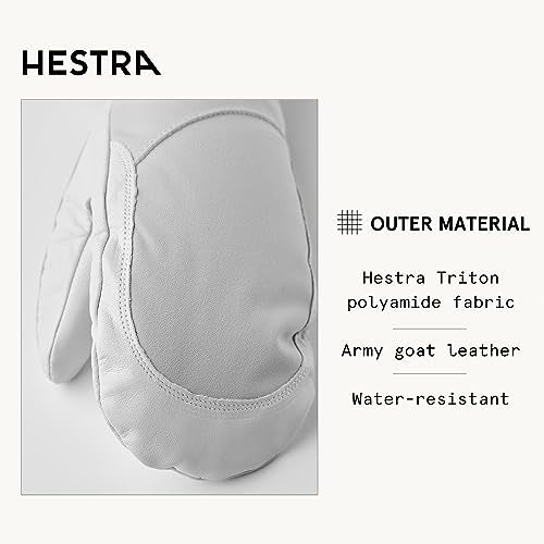 Hestra Women's Heli Ski Female Mitt, Leather Snow Mitten for Skiing, Snowboarding and Mountaineering - Misty Grey/Offwhite - 7 - Image 3