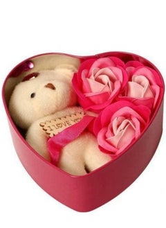 RATSAW Teddy and Rosses Heart Shaped Valentine Gift Box  Artificial Flower Gift Box Red 3 Piece Gift for Girlfriend Wife Lovers Romantic Gift for Valentine Day  - Image 4