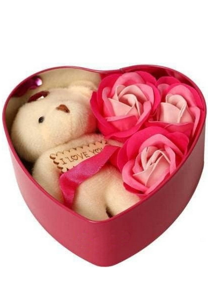 RATSAW Teddy and Rosses Heart Shaped Valentine Gift Box  Artificial Flower Gift Box Red 3 Piece Gift for Girlfriend Wife Lovers Romantic Gift for Valentine Day  - Image 4