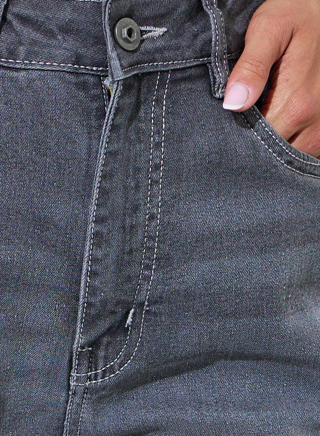 Styli Grey Faded Stretch Flared Jeans - Image 3