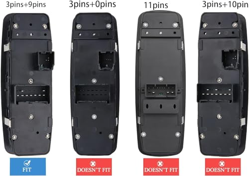ZAPOSTS ZAPSOTS Master Power Window Switch for 2012-2015 Chrysler Town & Country,12-15 Dodge Grand Caravan,13-15 Dodge Ram 1500 2500 Front Left Driver Side Control switches.68110867AB(Green Light).3+9 PINS - Image 2