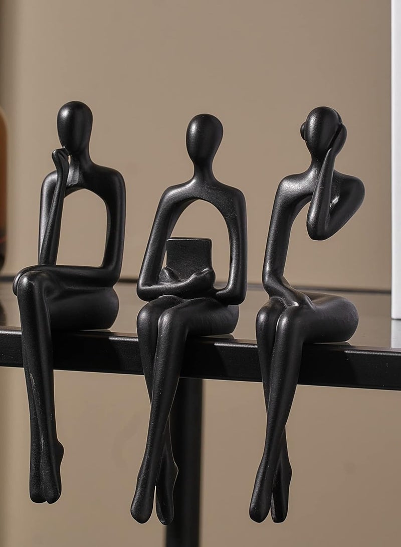 راكسوم تمثال ديكور أسود، منحوتة تجريدية من الراتنج، زخرفة فنية، ديكور منزلي عصري، لمسات ديكور مكتب، ديكور رف كتب، حامل تلفزيون، ديكورات طاولة لغرفة المعيشة (SHBA3127005) - Image 1