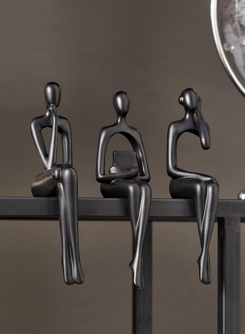 راكسوم تمثال ديكور أسود، منحوتة تجريدية من الراتنج، زخرفة فنية، ديكور منزلي عصري، لمسات ديكور مكتب، ديكور رف كتب، حامل تلفزيون، ديكورات طاولة لغرفة المعيشة (SHBA3127005) - Image 2