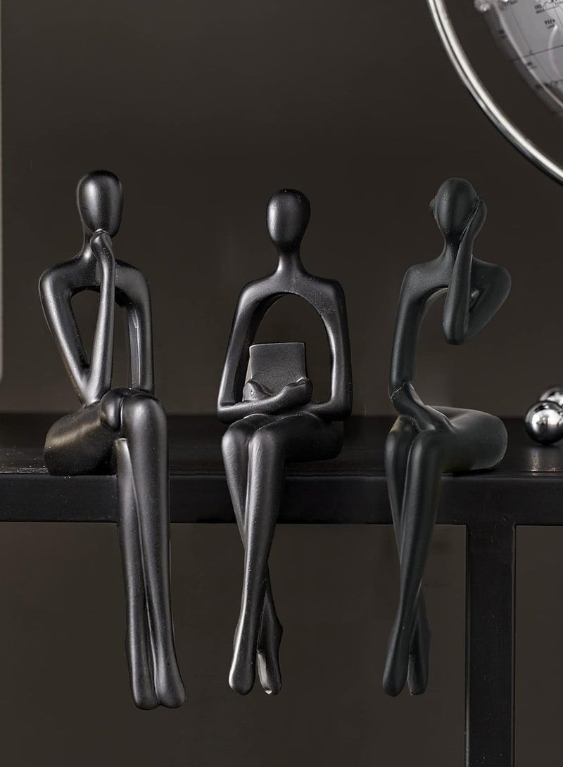راكسوم تمثال ديكور أسود، منحوتة تجريدية من الراتنج، زخرفة فنية، ديكور منزلي عصري، لمسات ديكور مكتب، ديكور رف كتب، حامل تلفزيون، ديكورات طاولة لغرفة المعيشة (SHBA3127005) - Image 3