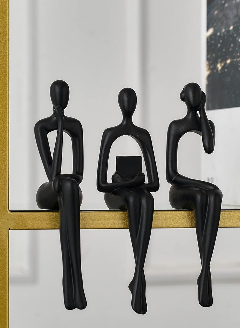 راكسوم تمثال ديكور أسود، منحوتة تجريدية من الراتنج، زخرفة فنية، ديكور منزلي عصري، لمسات ديكور مكتب، ديكور رف كتب، حامل تلفزيون، ديكورات طاولة لغرفة المعيشة (SHBA3127005) - Image 4
