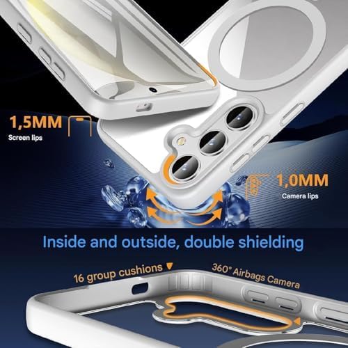 DIZORO Samsung S24 Case,Compatible with MagSafe, Non Yellow Military-Grade Drop Protection & Hard PC Back Cover Slim Transparent Anti-Scratch Shockproof Phone Case Titanium Grey - Image 4