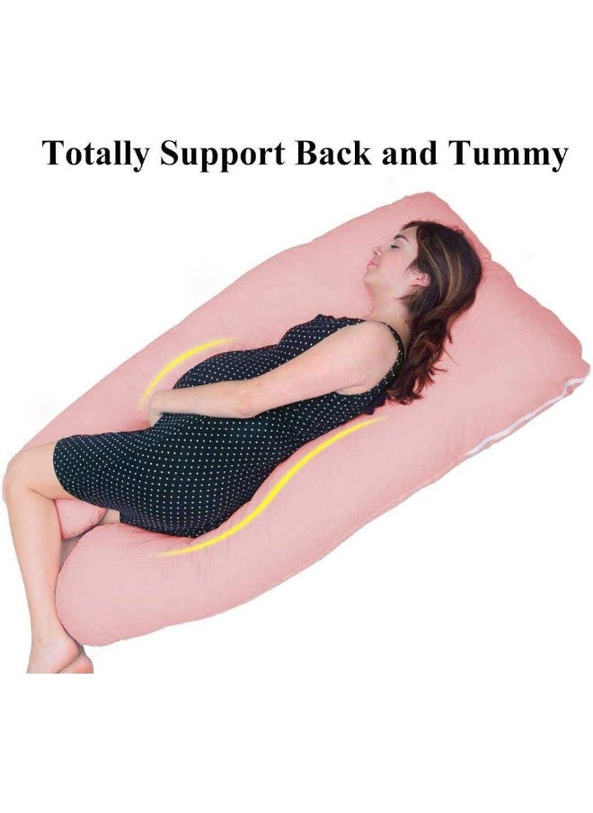 Generic U Shape Full Body Pillow Pregnant Women 130cm x 80cm Maternity Belly Support Sleep Pregnancy Cushion Baby Nursing Pillow Stomach Side Sleepers Pink Color Free Size  - Image 4