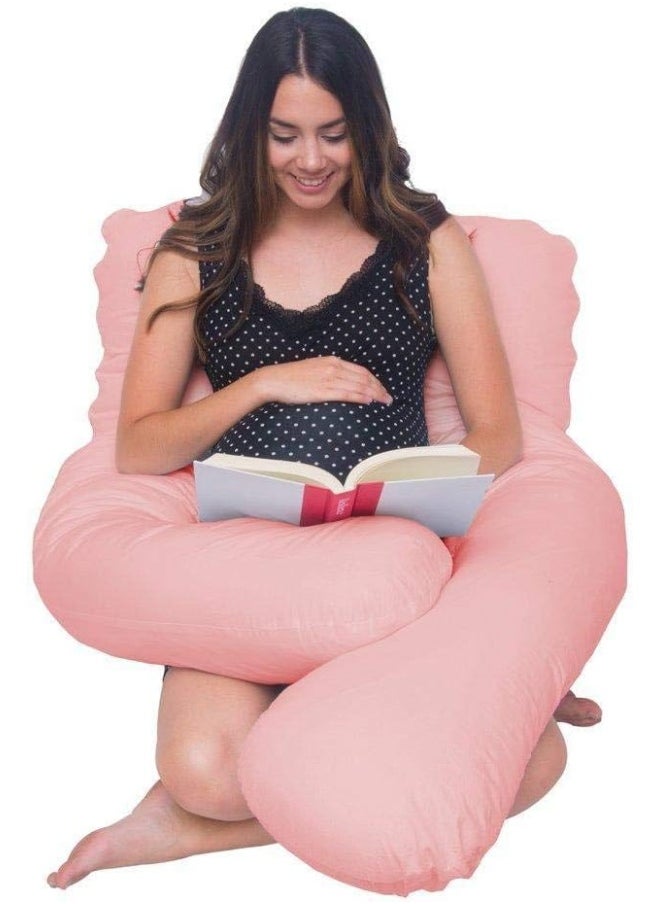 Generic U Shape Full Body Pillow Pregnant Women 130cm x 80cm Maternity Belly Support Sleep Pregnancy Cushion Baby Nursing Pillow Stomach Side Sleepers Pink Color Free Size  - Image 2