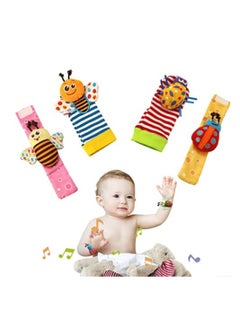 Generic Wrist Rattle Foot Finder Socks 4 Pcs Baby Rattle Toys  - Image 1