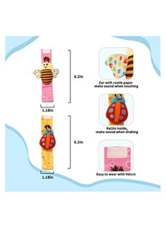 Generic Wrist Rattle Foot Finder Socks 4 Pcs Baby Rattle Toys  - Image 2