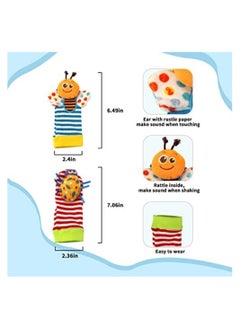 Generic Wrist Rattle Foot Finder Socks 4 Pcs Baby Rattle Toys  - Image 3