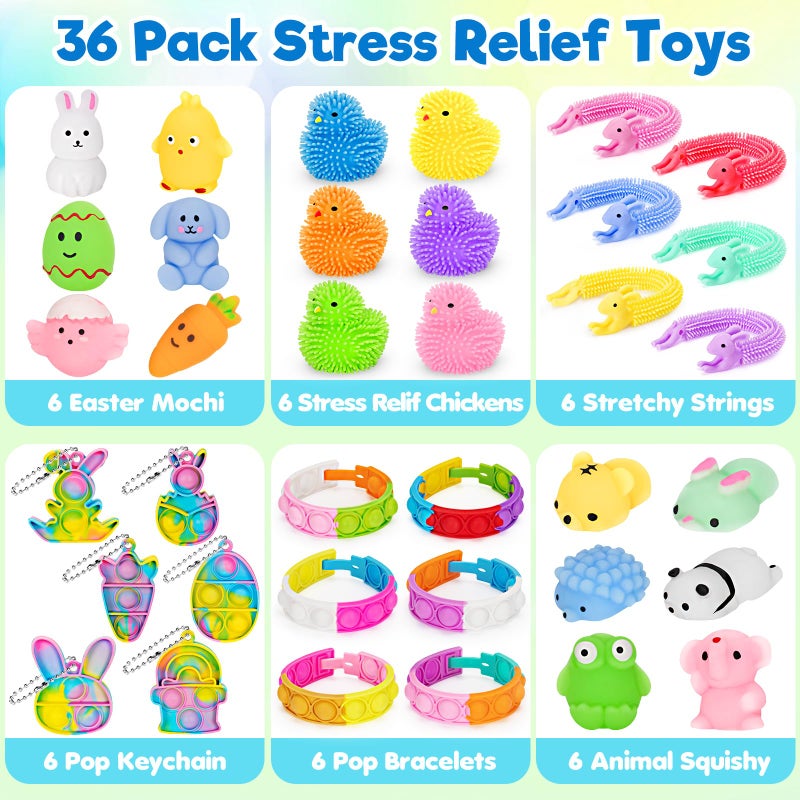 Duchong 36 Packs Prefilled Easter Eggs with Toys, Plastic Easter Eggs with Toys Inside, Easter Basket Stuffers, Surprise Eggs for Easter Hunt, Easter Classroom Prize Supplies - Image 3