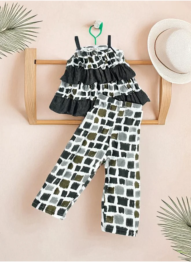 BELLA MODA Bella Moda Printed Layered Strappy Top and Pants Set
