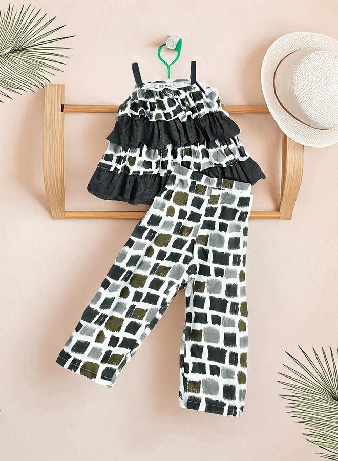 BELLA MODA BELLA MODA Printed Layered Strappy Top and Pants Set  - Image 1