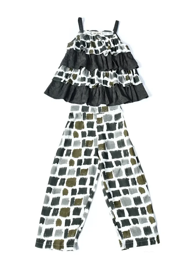 BELLA MODA Bella Moda Printed Layered Strappy Top and Pants Set