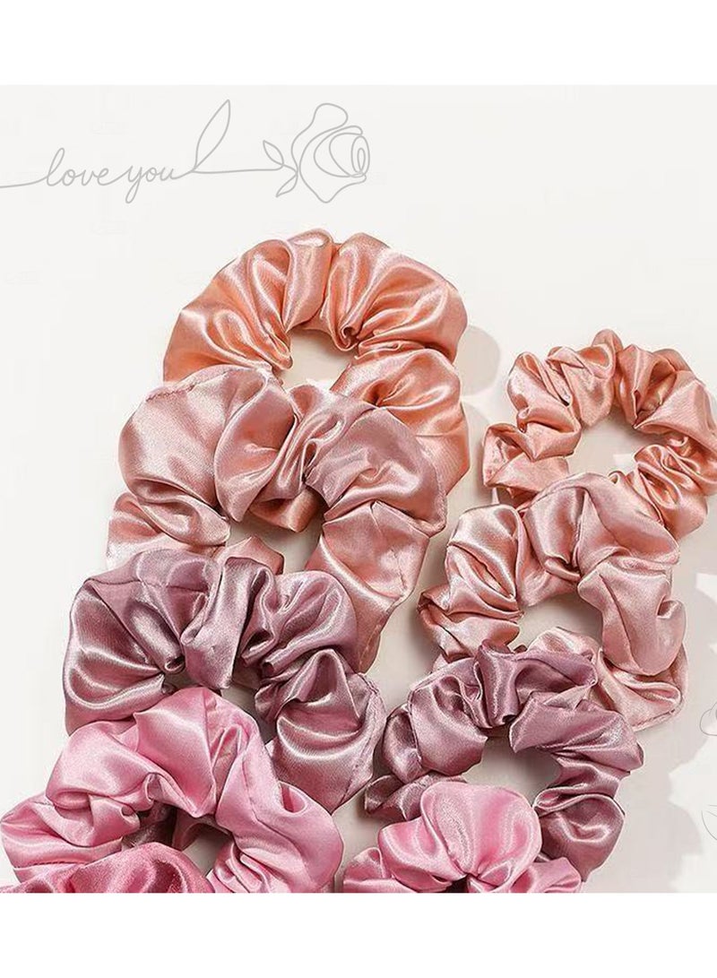 نورة ربطة ساتان للشعر عصابات وربطات شعر ساتان (12 قطعة) للنساء والفتيات - أنعم من الحرير، أربطة شعر كبيرة للذيل الطويل، إكسسوارات عصرية للشعر الرقيق والكثيف والمجعد، لا تسبب تلفاً للشعر - Image 2