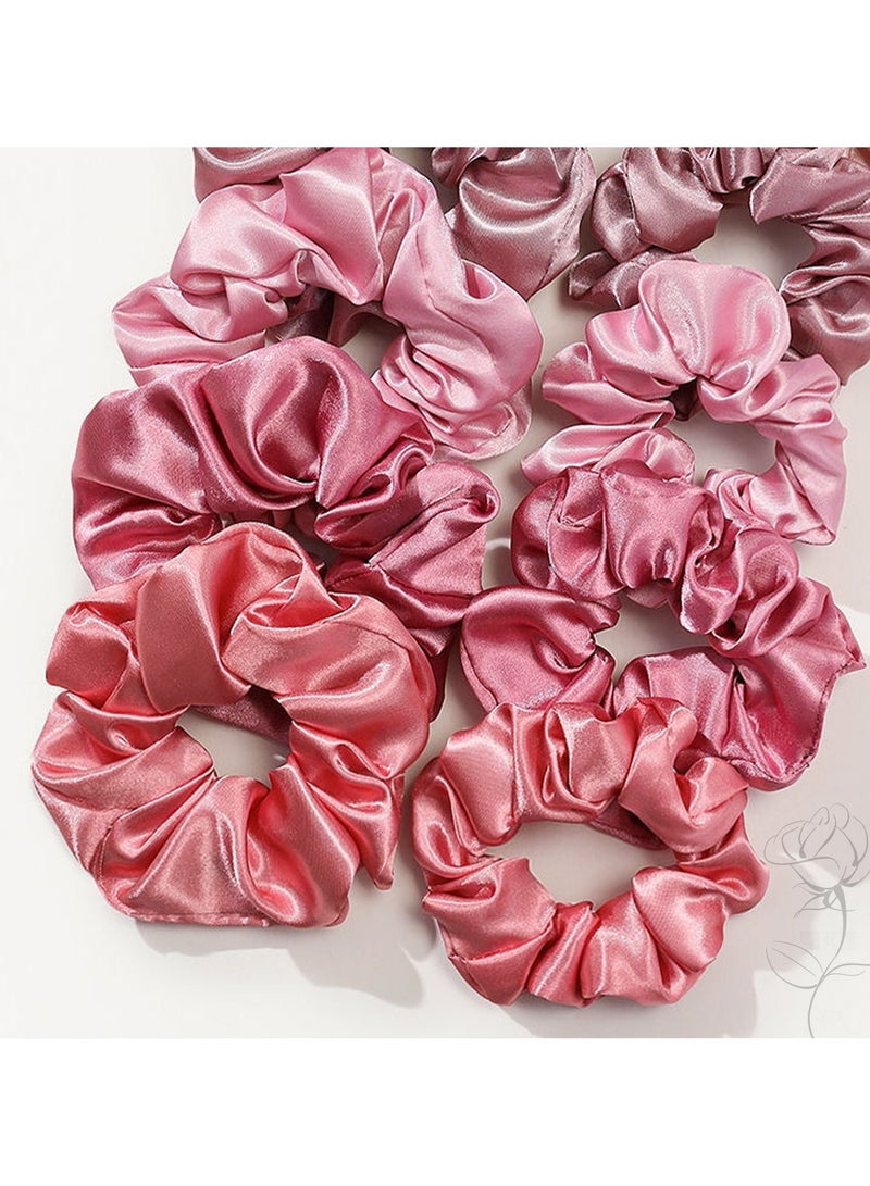 نورة ربطة ساتان للشعر عصابات وربطات شعر ساتان (12 قطعة) للنساء والفتيات - أنعم من الحرير، أربطة شعر كبيرة للذيل الطويل، إكسسوارات عصرية للشعر الرقيق والكثيف والمجعد، لا تسبب تلفاً للشعر - Image 3
