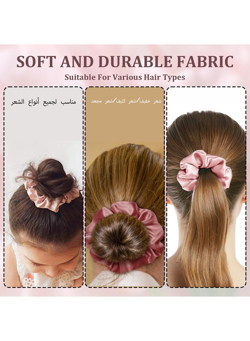 نورة ربطة ساتان للشعر عصابات وربطات شعر ساتان (12 قطعة) للنساء والفتيات - أنعم من الحرير، أربطة شعر كبيرة للذيل الطويل، إكسسوارات عصرية للشعر الرقيق والكثيف والمجعد، لا تسبب تلفاً للشعر - Image 5