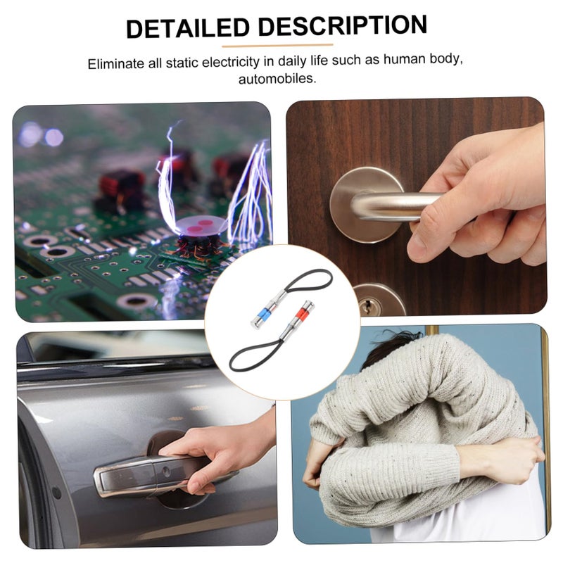 قطعتان من مفتاح مضاد للكهرباء الساكنة، قضيب تفريغ كهرباء السيارة المحمول باللون الأسود - Image 5