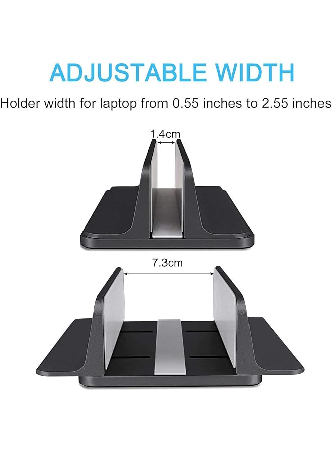 SMILEE Vertical Laptop Stand Adjustable Desktop Stand Laptop Holder Up To 17.3 Inches Compatible With All Macbook Pro Air Microsoft Surface Black 1 Slot - Image 2