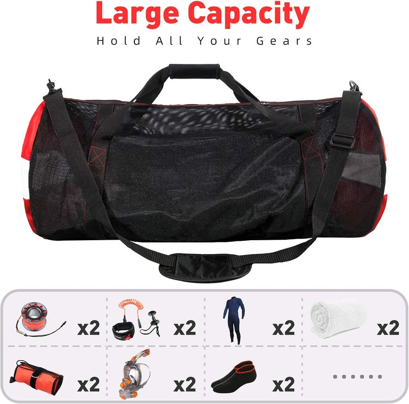 Seafard Mesh Dive Duffel Bag, Extra Large Sport Beach Bags with Adjustable Shoulder Strap, Totes and Zipper for Gym Gear, Sports Balls, Scuba Gear, Snorkeling, Diving, Rafting, and Water Sports Black - Image 4