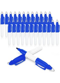 24 Pieces Mini Permanent Markers With Golf Keychain Clips For Nurses Badge Medium Point Ink Pens For Office School Nurses Supplies Outdoor Activities (Blue)