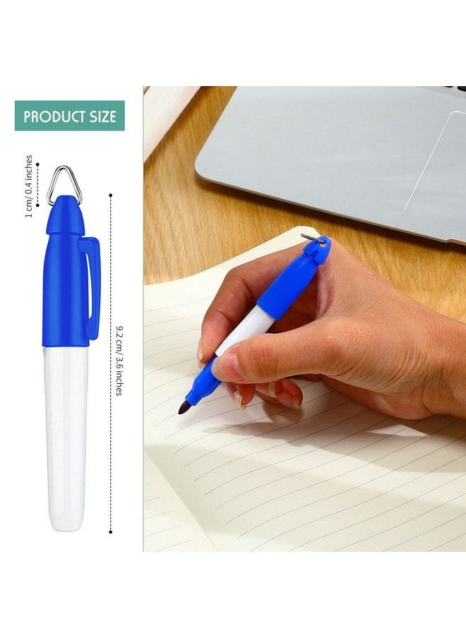 Outus - 24 Pieces Mini Permanent Markers With Golf Keychain Clips For Nurses Badge Medium Point Ink Pens For Office School Nurses Supplies Outdoor Activities (Blue) - Image 1