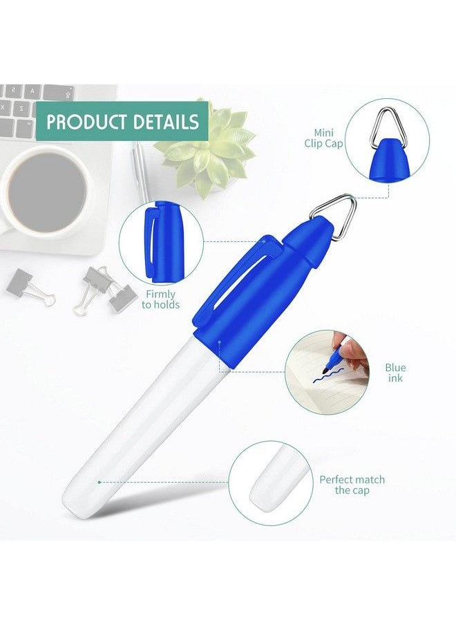 Outus - 24 Pieces Mini Permanent Markers With Golf Keychain Clips For Nurses Badge Medium Point Ink Pens For Office School Nurses Supplies Outdoor Activities (Blue) - Image 1