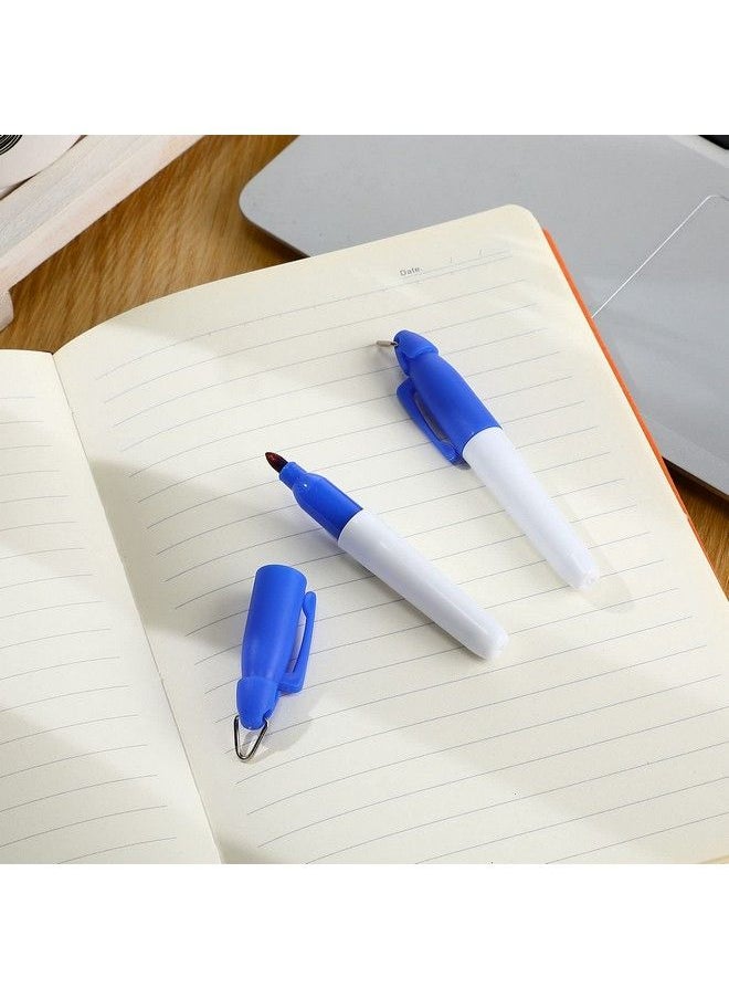 Outus - 24 Pieces Mini Permanent Markers With Golf Keychain Clips For Nurses Badge Medium Point Ink Pens For Office School Nurses Supplies Outdoor Activities (Blue) - Image 1