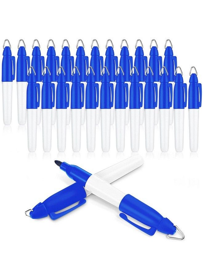 Outus - 24 Pieces Mini Permanent Markers With Golf Keychain Clips For Nurses Badge Medium Point Ink Pens For Office School Nurses Supplies Outdoor Activities (Blue) - Image 1