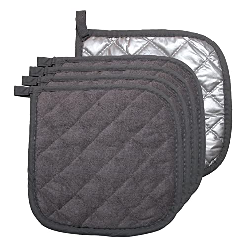 Bestjoy 5 PCS Pot Holders for Kitchen, Cotton Potholers with Great Heat Resistance, Hot Pads, Trivets for Cooking and Baking Grey - Image 1