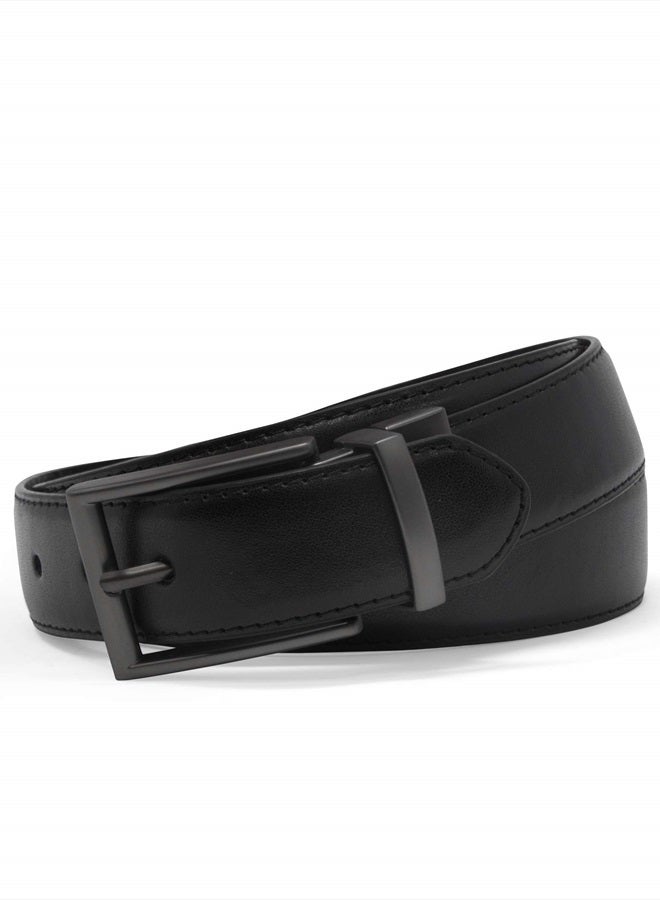 STEVE MADDEN حزام جلدي رجالي كاجوال للاستخدام اليومي، أسود/بني (ناعم)، 34  - Image 2