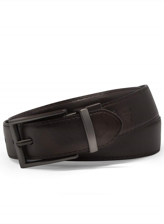 STEVE MADDEN حزام جلدي رجالي كاجوال للاستخدام اليومي، أسود/بني (ناعم)، 34  - Image 3