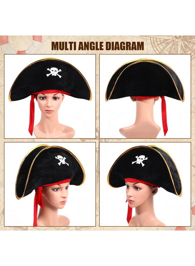 Hsei 8 Pcs Halloween Pirate Hat Pirate Costume Party Hats Skull Print Pirate Captain Hat Bulk For Halloween Party Masquerade Costume Cosplay Accessories - Image 3