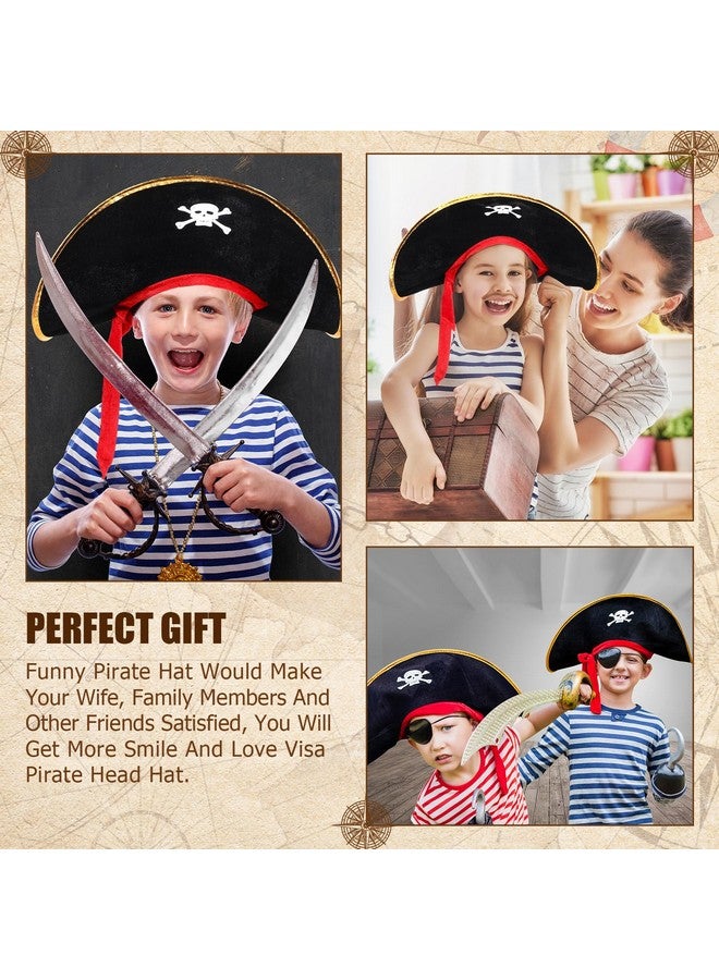 Hsei 8 Pcs Halloween Pirate Hat Pirate Costume Party Hats Skull Print Pirate Captain Hat Bulk For Halloween Party Masquerade Costume Cosplay Accessories - Image 5