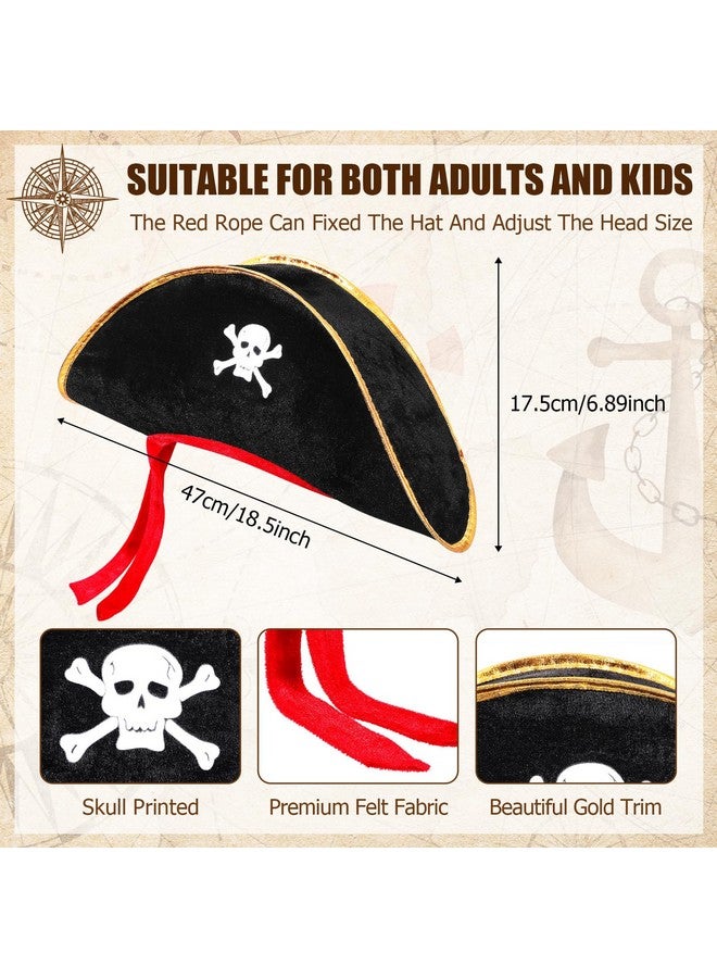 Hsei 8 Pcs Halloween Pirate Hat Pirate Costume Party Hats Skull Print Pirate Captain Hat Bulk For Halloween Party Masquerade Costume Cosplay Accessories - Image 2