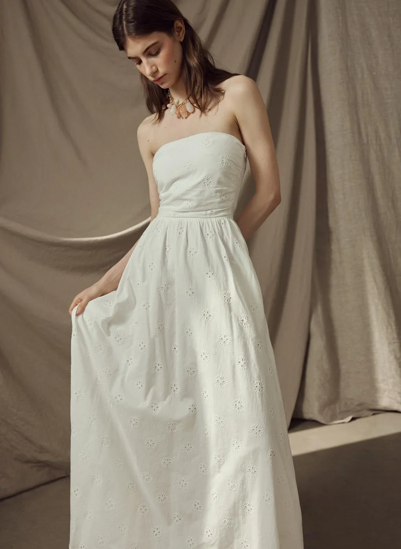 Lichi  Open shoulder maxi cotton dress for Women | Best Price UAE