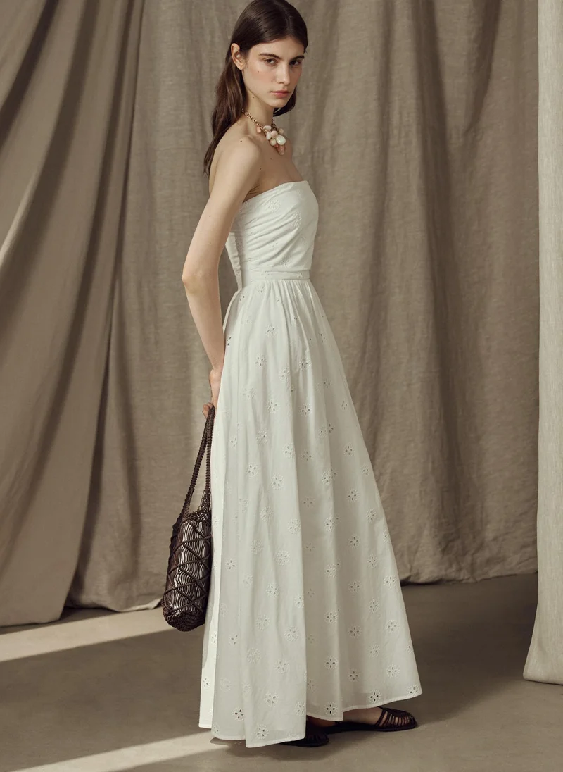 Lichi  Open shoulder maxi cotton dress for Women | Best Price UAE