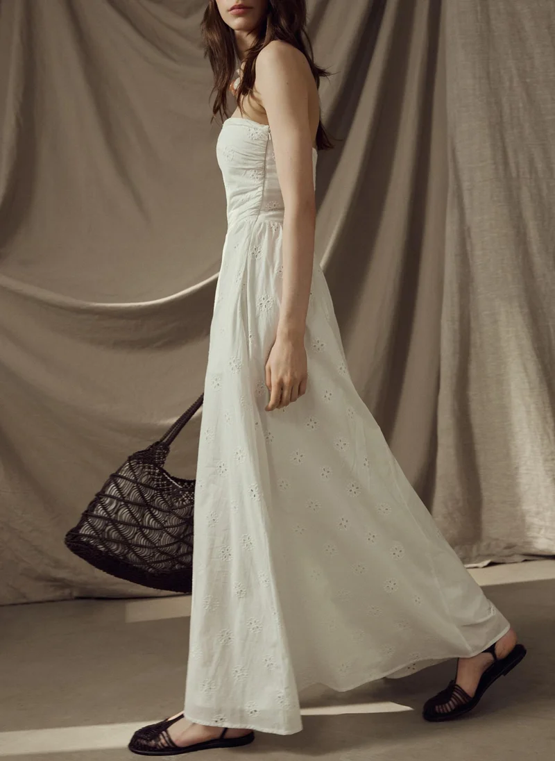 Lichi  Open shoulder maxi cotton dress for Women | Best Price UAE